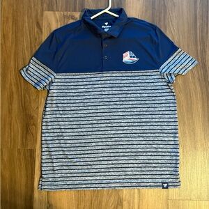 Fanatics Navy and Gray Striped Super Bowl Polo